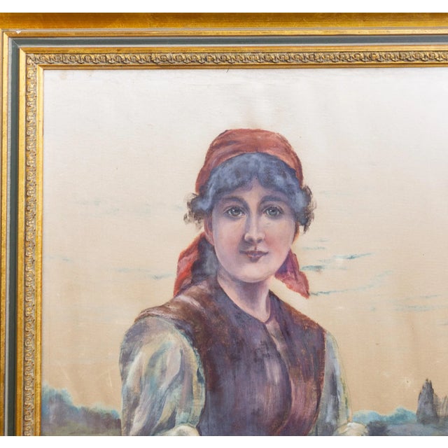 Master Study Peasant Girl Genre Painting by Eduard Von Grützner For Sale - Image 4 of 10