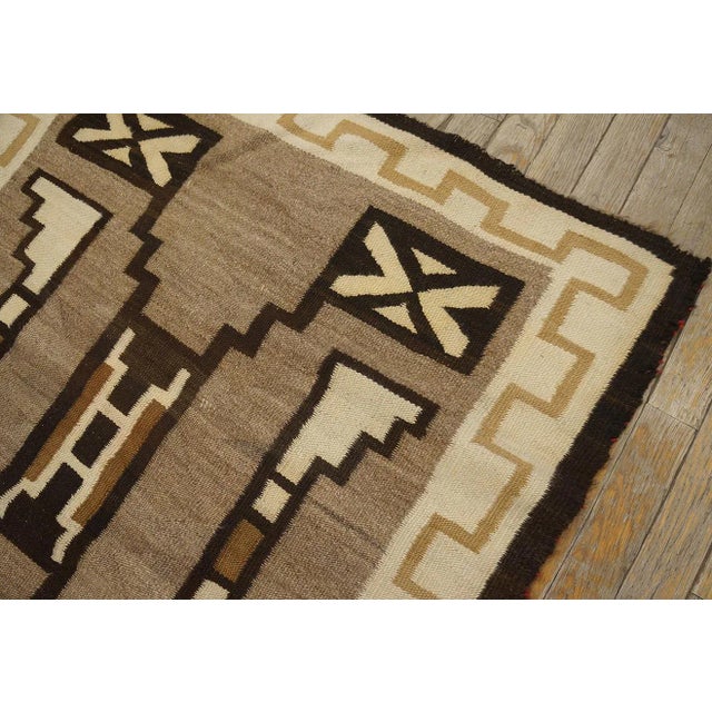 1930s Gray Geometric Kilim Antique American Navajo Carpet 3' 2'' X 3' 6'' Flatweave Wool Rug For Sale - Image 4 of 9