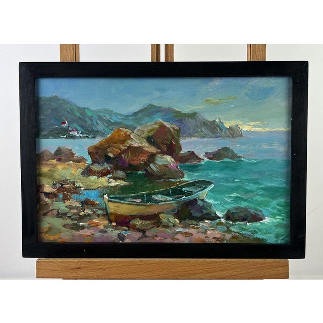 *** ABOUT THIS PAINTING *** * TITLE: ""The Boat Is Moored On the Shore"" * ARTISTS: Yuriy Suprunchuk * SIZE: 20x30...