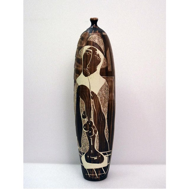 Large Ceramic Vase with Engraved Decoration from Faenza, 1970s For Sale - Image 13 of 13