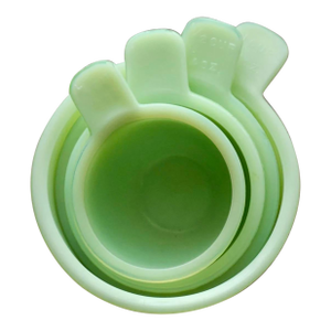 Jeannette Jadeite Uranium Glass Measuring Cup Nesting Set – Uv Reactive Kitchen Glass, 1930s