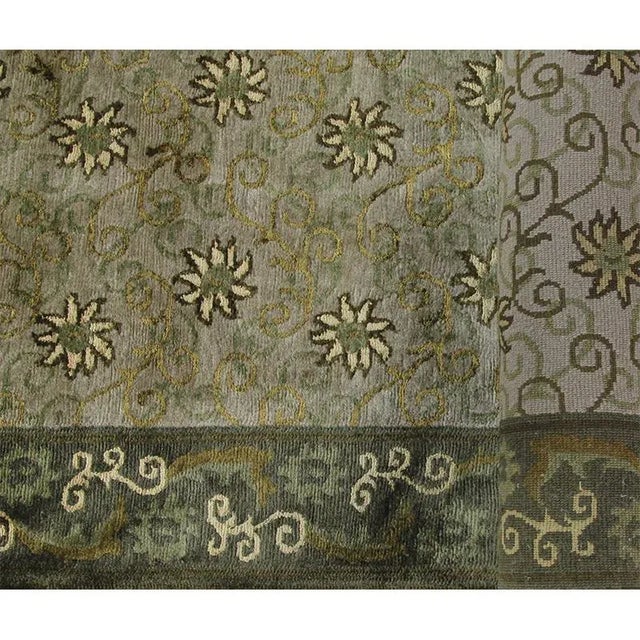 Handwoven Wool and Silk Tibetan Style Runner Rug 3'0"×14'0" For Sale - Image 10 of 11