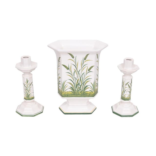 Ceramics Candlesticks and Jardiniere by Bassano, Italy, 1970s, Set of 3 For Sale - Image 14 of 14