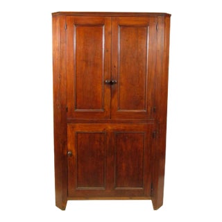 19th-C American Pine Corner Cabinet For Sale