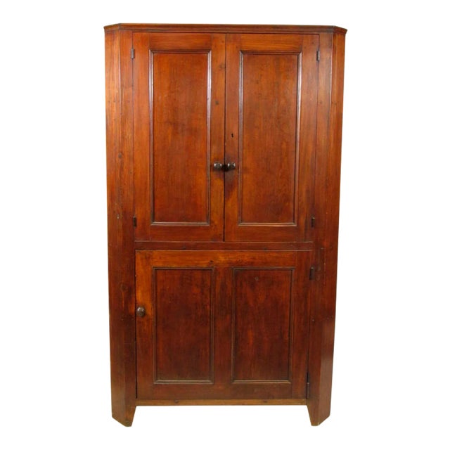 19th-C American Pine Corner Cabinet For Sale