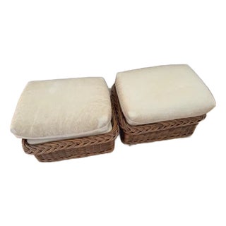 1990s Wicker Works Ottomans - Set of 2 For Sale