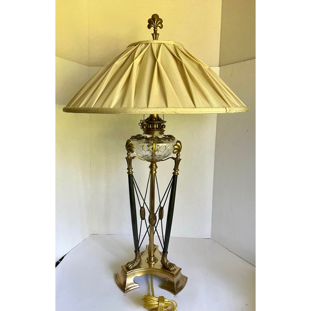 English Regency Empire Brass and Cut Glass Table Lamp For Sale - Image 12 of 12