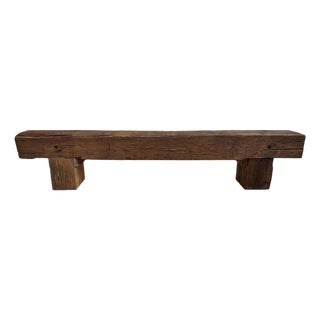 Vintage Rustic Old Railway Wood Beam Bench For Sale