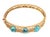 Mid 20th Century Turquoise 14k Yellow Gold Fancy Scroll Design Hinged Bracelet For Sale - Image 4 of 5