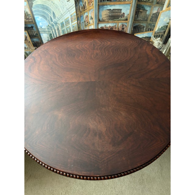 Vintage Mid-Century Regency Mahogany Drum Table With Carved Paw Feet For Sale - Image 9 of 12