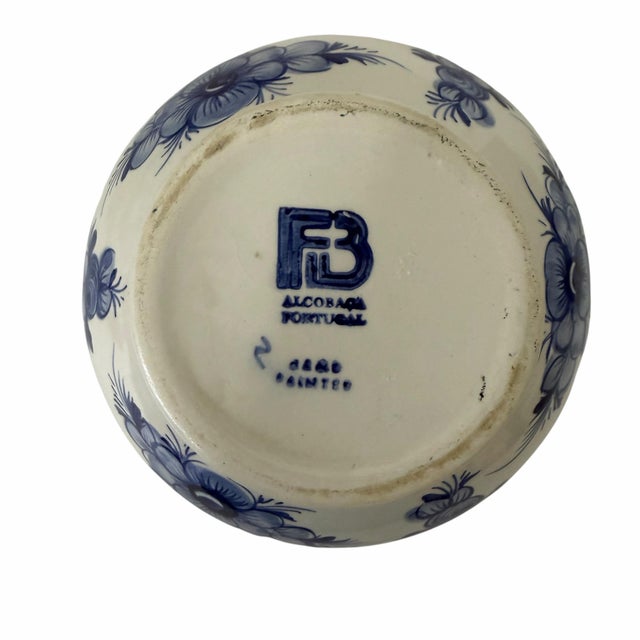 French Country Vintage 1980s Blue and White Cachepot, Portugal For Sale - Image 3 of 3