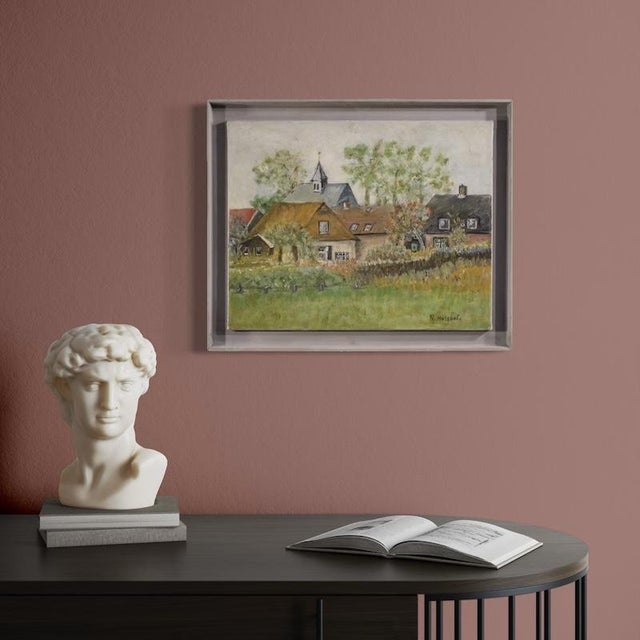 Dutch Artist, View of Houses in Impressionist Style, 1950, Oil on Canvas For Sale - Image 4 of 13