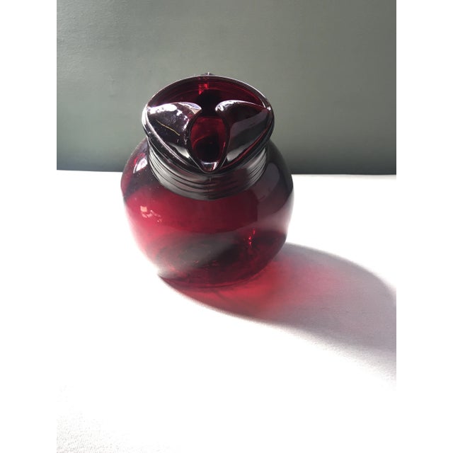 1940s 1940s Anchor Hocking Ruby Glass Pitcher & Juice Glasses Set- 8 Pieces For Sale - Image 5 of 13