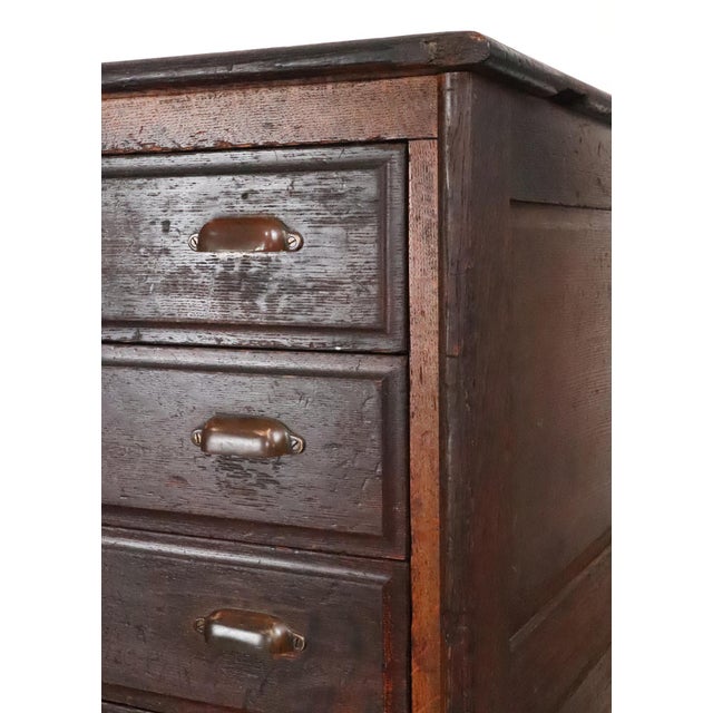 Antique Industrial Quarter Sawn Storage Oak Cabinet For Sale - Image 13 of 16