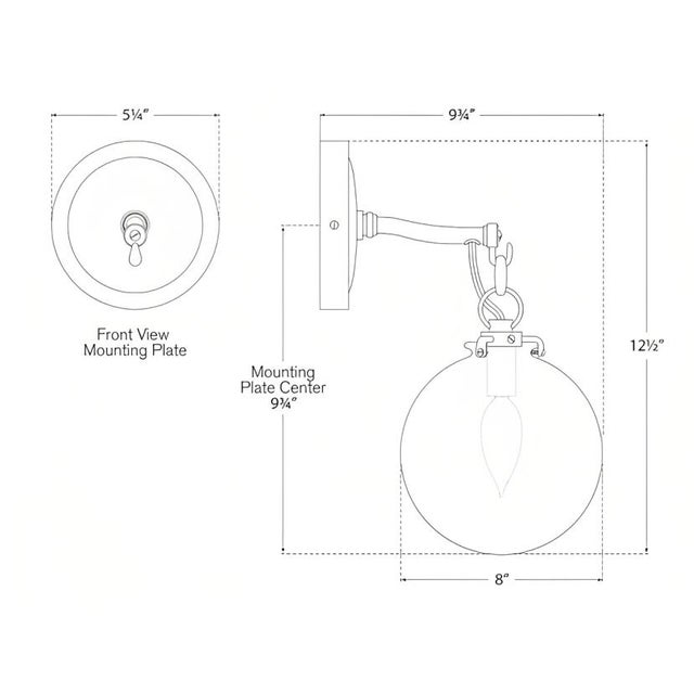 Visual Comfort Thomas O'Brien for Visual Comfort Signature Katie Small Globe Sconce in Hand-Rubbed Antique Brass with Clear Glass For Sale - Image 4 of 4