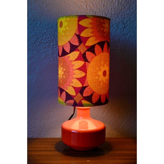 Boho Chic Vintage Orange Glass Table Lamp, 1970s For Sale - Image 3 of 14