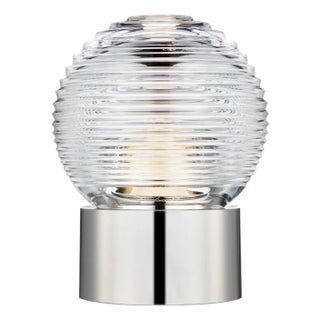 Waterford by Visual Comfort Signature Circon 7" Rechargeable Accent Lamp in Polished Nickel with Clear Crystal For Sale