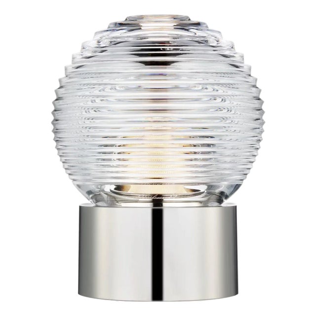 Waterford by Visual Comfort Signature Circon 7" Rechargeable Accent Lamp in Polished Nickel with Clear Crystal For Sale