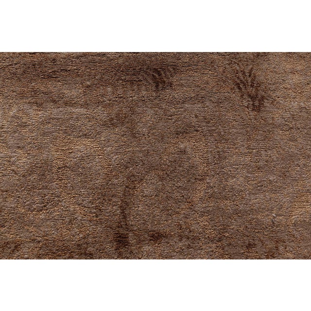 Modern S10 Tibetan Brown Floral Design Silk & Wool Rug by Doris Leslie Blau For Sale In New York - Image 6 of 11