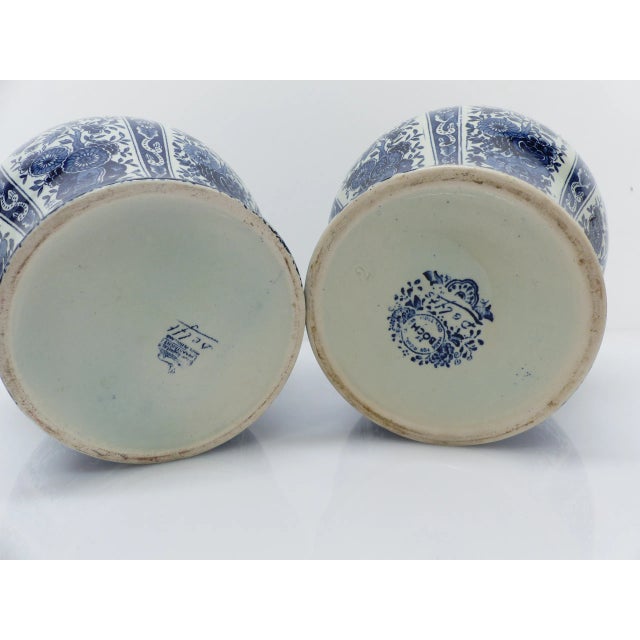 Ceramic Large 18th-Century Blue and White Delft Covered Pots, 1950s, Set of 2 For Sale - Image 7 of 11