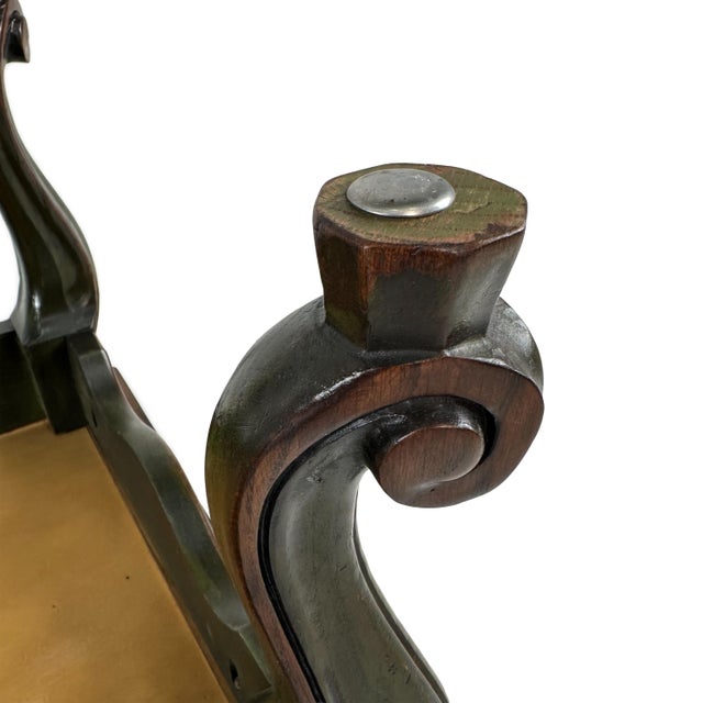 Unique Vintage French Provincial Style Carved Two Tone Green and Brown Coffee Table For Sale - Image 10 of 13