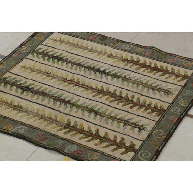 Rug & Kilim Antique Hooked Square Rug in Beige With Floral Medallion, From Rug & Kilim For Sale - Image 4 of 8