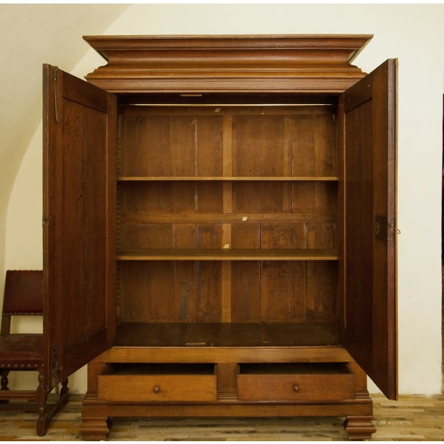 Wood Vintage Oak Carved Cabinet For Sale - Image 7 of 9