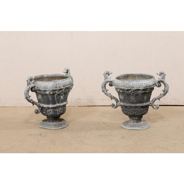 18th Century French Pair Lead Urn Planters For Sale In Atlanta - Image 6 of 12