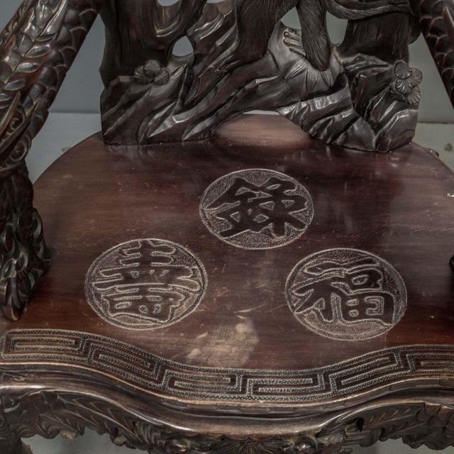 Wood Antique Japanese High Back Red Lacquer Monkey Armchair For Sale - Image 7 of 10