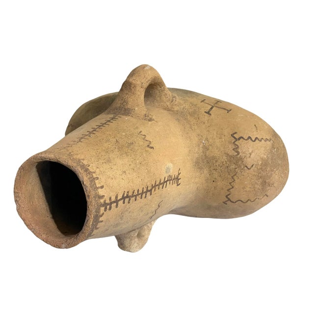 #4648 Moroccan Vintage Tuareg Terracota Clay Decorative Pot 19" H For Sale - Image 12 of 12