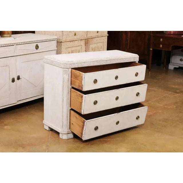 Swedish Gustavian Style 1860s Painted Three-Drawer Chest with Greek Key Frieze For Sale - Image 10 of 13
