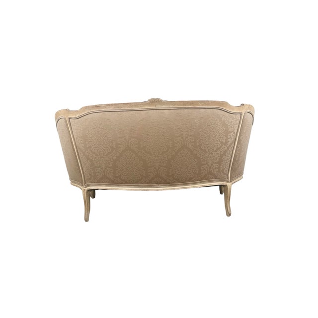 Wood Vintage Louis XV Revival Carved Giltwood Upholstered Settee For Sale - Image 7 of 18