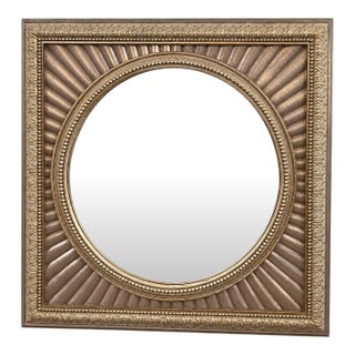 Home Interiors Ornate Round Wall Mirror Sculptural Floral Frame Made in Usa For Sale