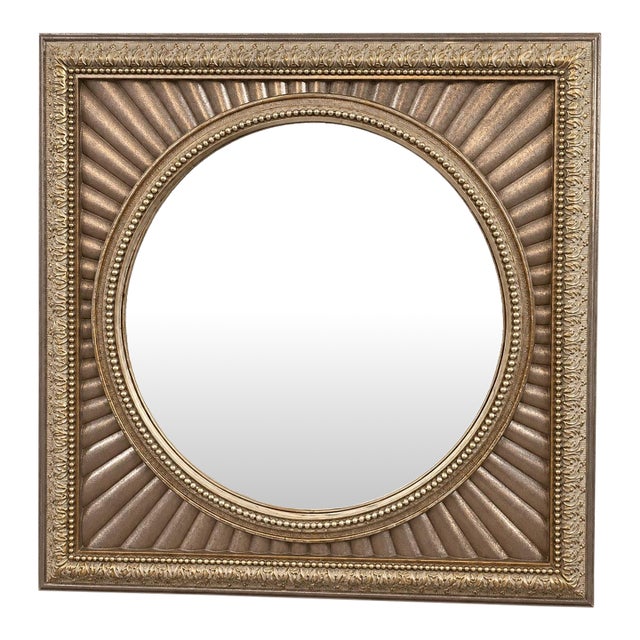 Home Interiors Ornate Round Wall Mirror Sculptural Floral Frame Made in Usa For Sale