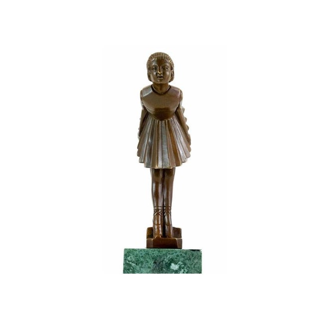 Metal Art Deco Style Bronze Sculpture of a Ballerina, Bronze For Sale - Image 7 of 9