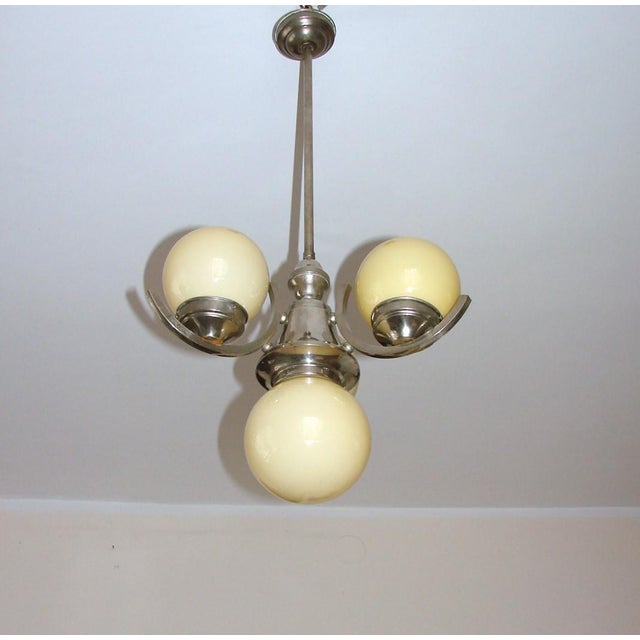 Metal Art Deco Chandelier, 1920s For Sale - Image 7 of 18