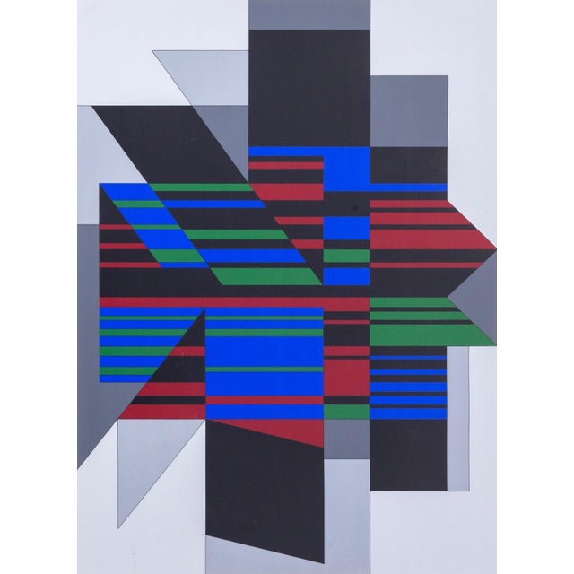 A modern op art serigraph in colors on paper titled "Attika" by Victor Vasarely. Hand signed in pencil on the lower right...