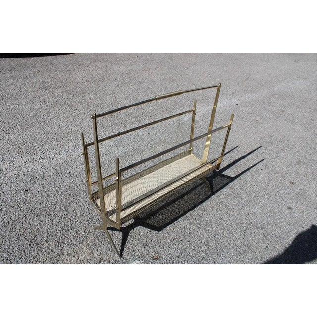 1950s Solid Brass & Metal Perforated Magazine Stand, 1950s For Sale - Image 5 of 10