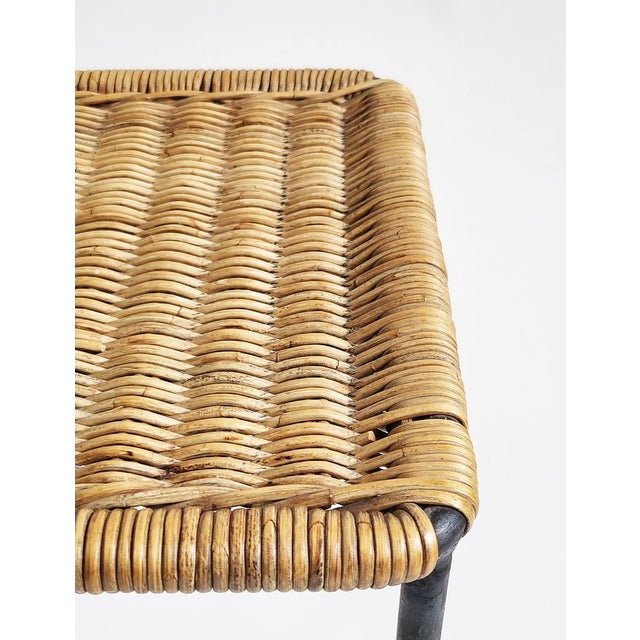 Black Mid-Century Modern Forged Iron and Rattan Side Table by Carl Auböck, 1950s For Sale - Image 8 of 10