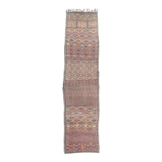 Vintage Zemmour Moroccan Kilim Rug, 04'00 X 16'01 For Sale