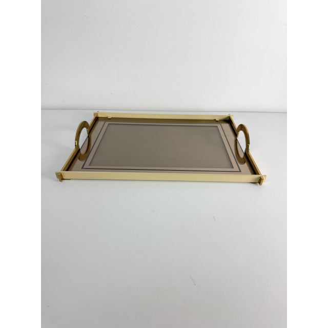 Gold Italian Brass Tray with Smoked Glass Top, 1970s For Sale - Image 8 of 16