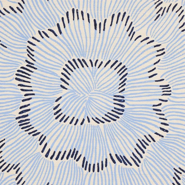 Contemporary Schumacher X Celerie Kemble Feather Bloom Wallpaper in Two Blues For Sale - Image 3 of 5