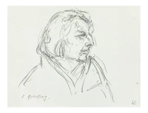 Portrait - Original Pen Drawing by S. Goldberg - Mid 20th Century Mid 20th Century