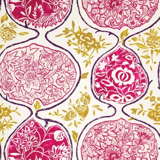 Sample - Schumacher Katsugi Wallpaper in Fuchsia & Chartreuse For Sale