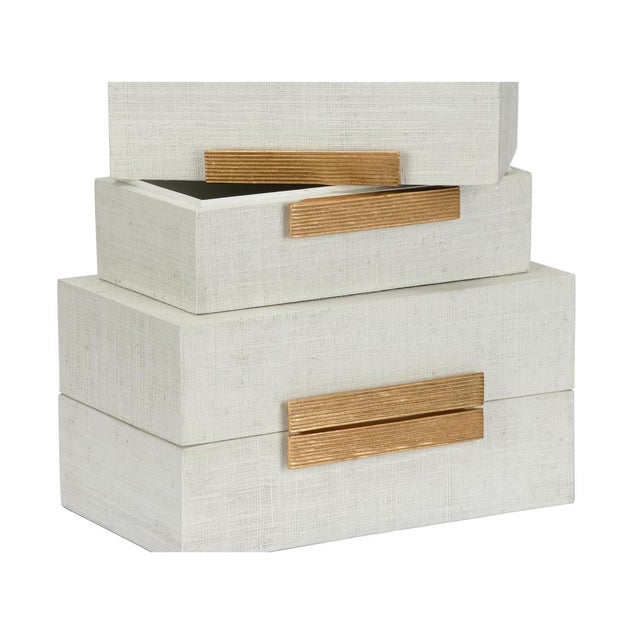 White Raffia Boxes - White, Set of 2 For Sale - Image 8 of 12