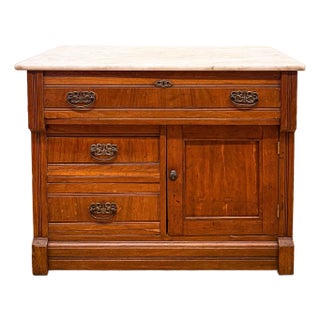Antique Dry Sink With Marble Top For Sale