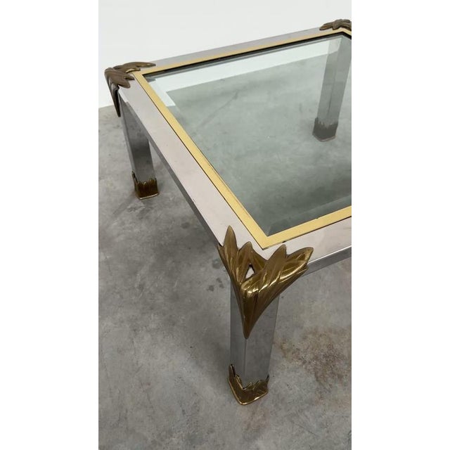 Vintage Chrome and Brass Coffee Table with Sculptural Leaf Details, 1970s For Sale - Image 12 of 13