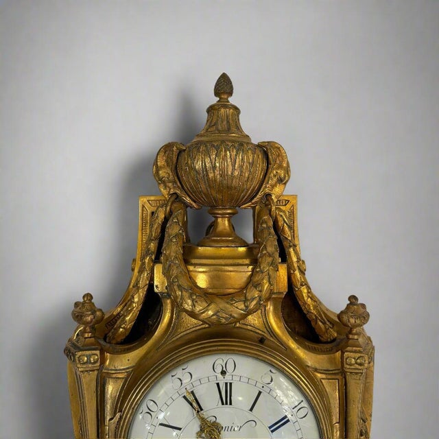 Late 18th Century Cronier Paris Louis XVI Period Gilt Bronze Wall Clock France For Sale - Image 9 of 18