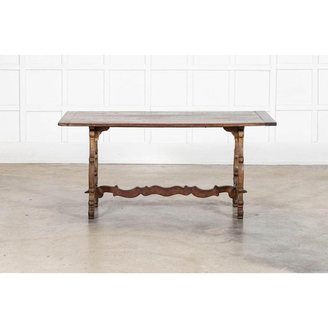 19th Century Spanish Oak Trestle Table, 1800s For Sale - Image 10 of 14