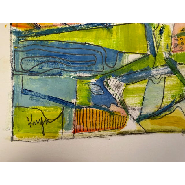 Late 20th Century Late 20th Century, Untitled, Abstract Impressionism, Vibrant Abstract Composition, Acrylic on Fine Art Paper, Stanley J. Krupa For Sale - Image 5 of 10